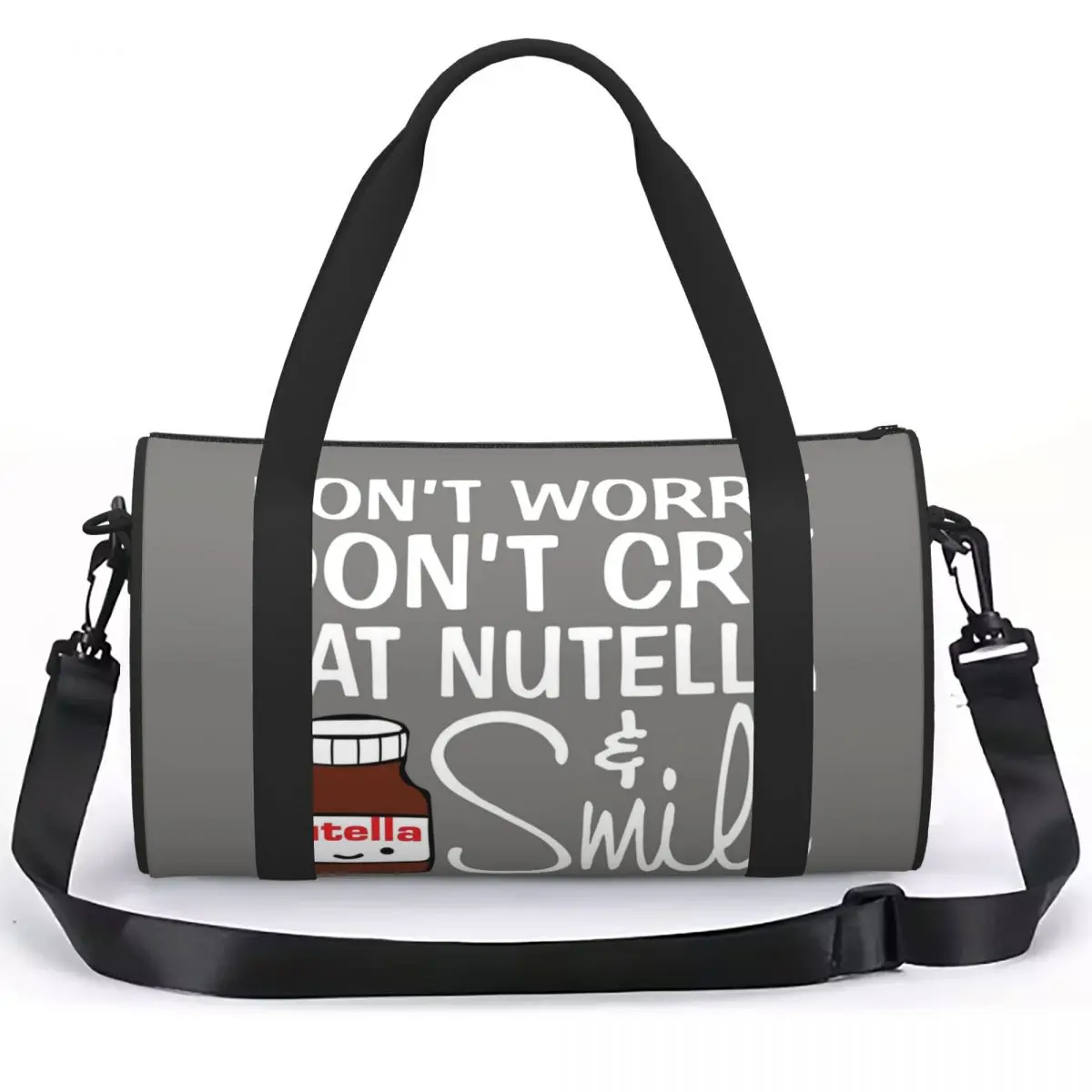 Don't Worry Don't Cry Eat Nutella And Smile Luggage Bag Large Capacity Duffle Tote Bag Handbags Gym Bags Fitness Bag