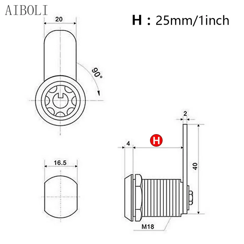 Cylinder Locks Door Cabinet Mailbox Padlock Drawer Cupboard Box Lock With 2 Keys For Furniture Hardware