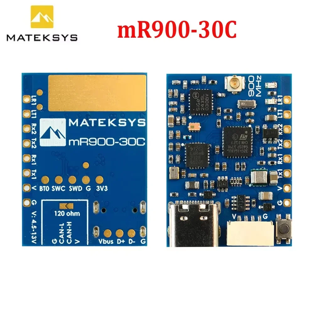AvaCoreMATEK Mateksys MR900-30C MLRS MAVLink 900M CAN Receiver, Long Range 30dBm LoRa Module For FPV Racing Drone RC