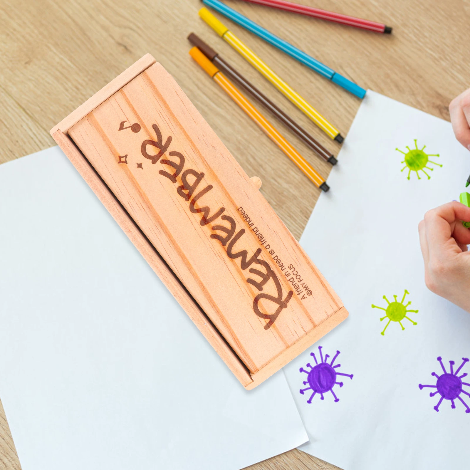 

Wooden Double Layer Stationery Box Large Capacity Pencil Organizer Case For School Students Teachers Supplies Storage