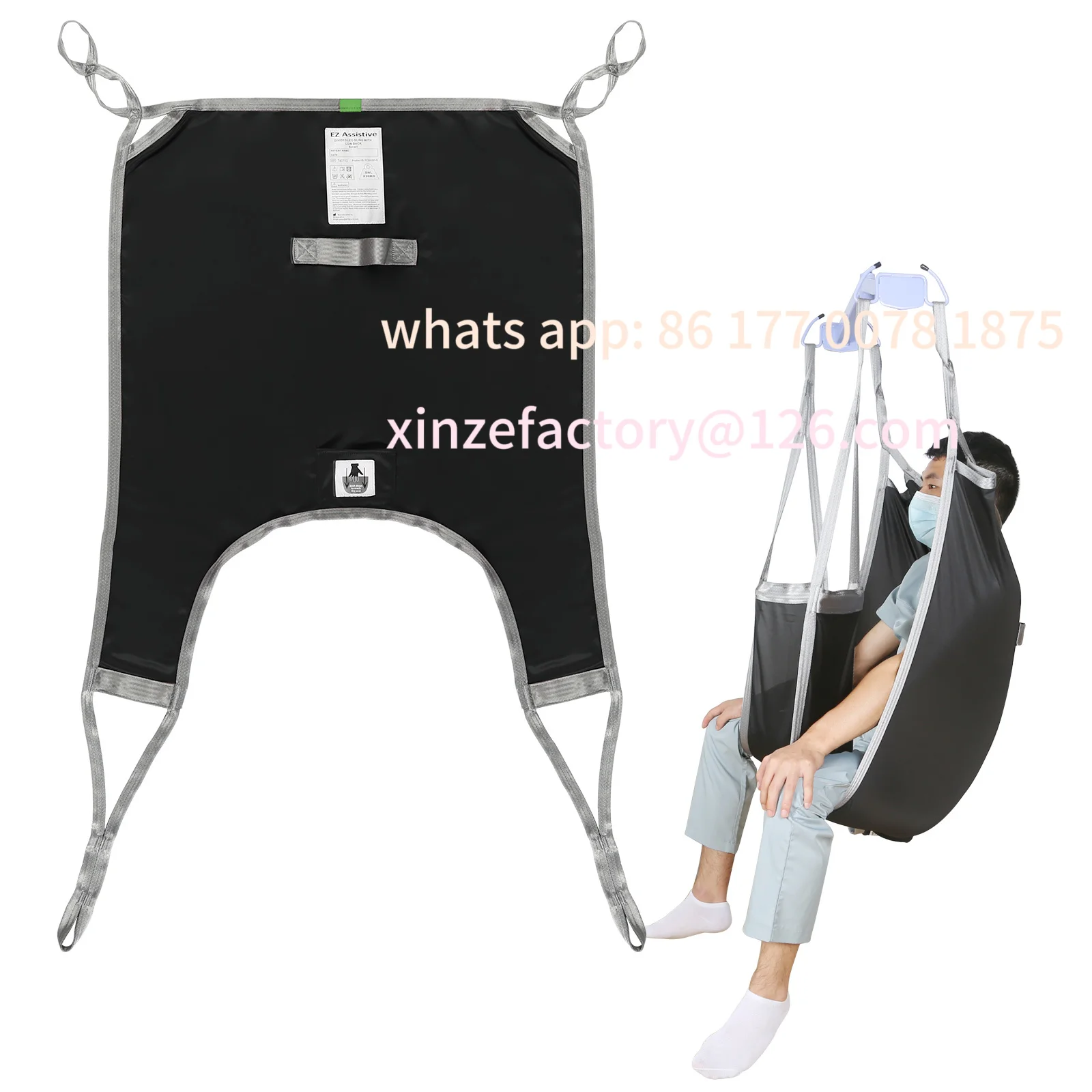 Customizable Ehucon Patient Lift Divided Leg Sling with Lower Back, Transfer Hoist Hoyer Sling for Lifting and Positioning 500lb
