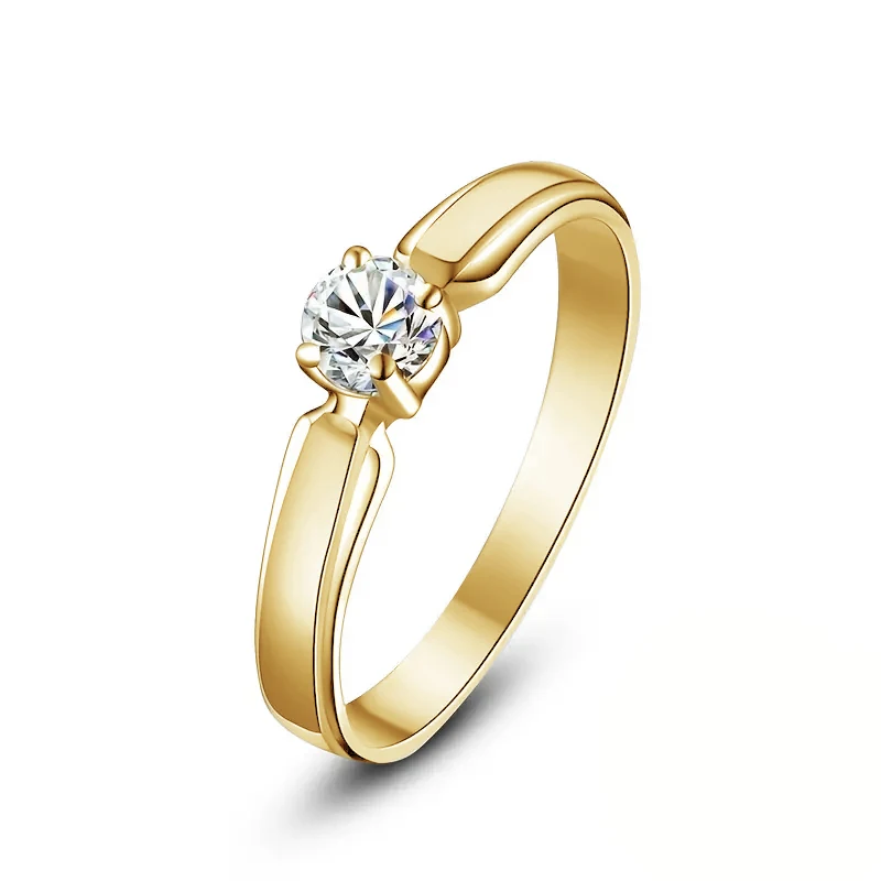 Huitan Single Round Cubic Zircon Rings for Women Engagement Wedding Band Accessories Simple Elegant Female Rings Fashion Jewelry image 5