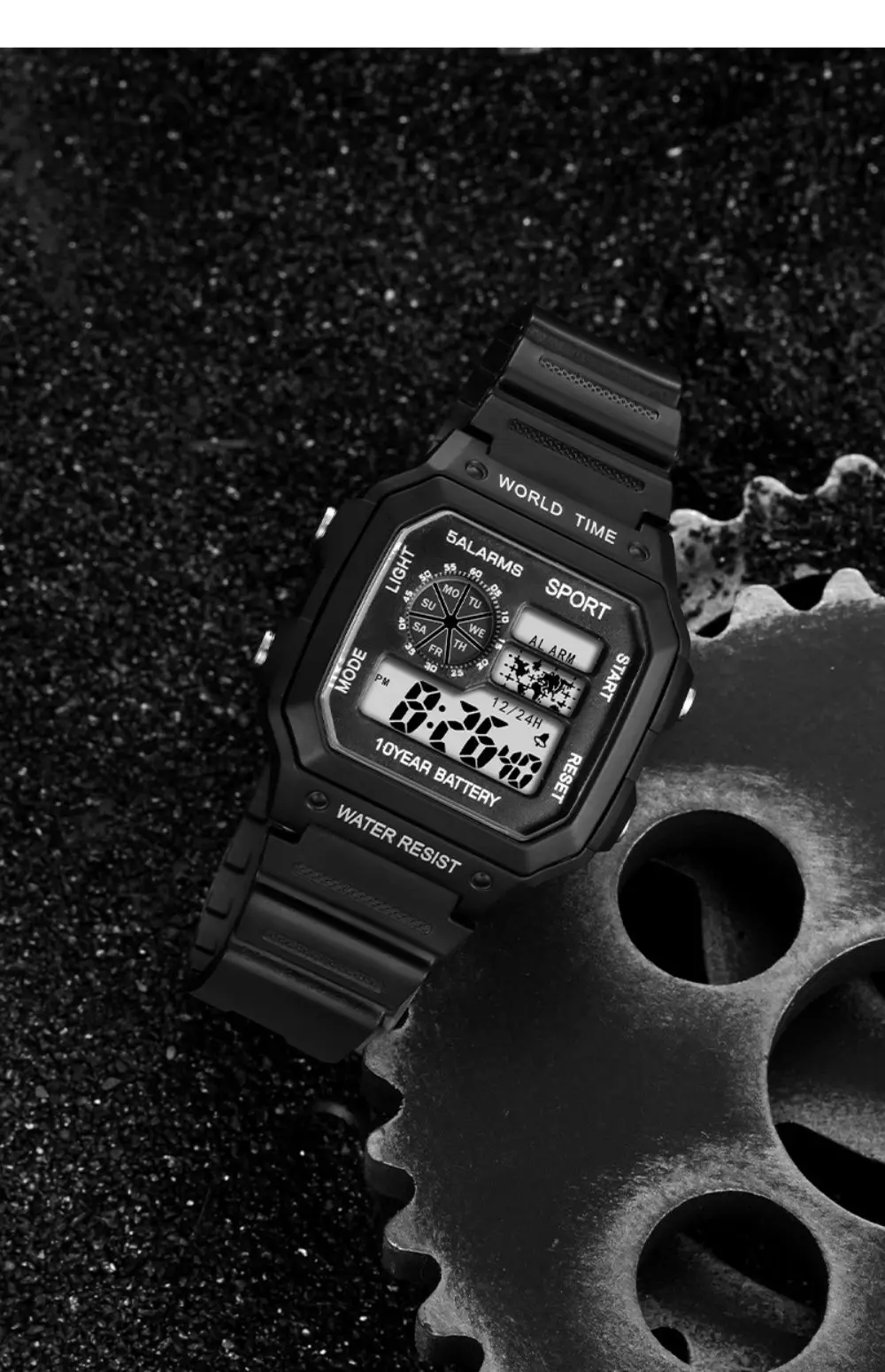 Men's Watches Big Dial LED Digital Watch Multifunction Men Sports Watch Alarm Clock Stopwatch Fitness Electronic Wristwatch