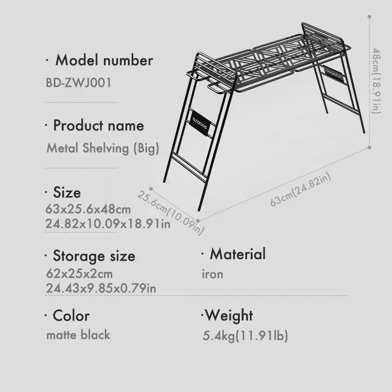 Imagem -06 - Blackdog Folding Camp Rack Mesa de Carvão Vegetal Dobrável Camping Iron Portátil Leve Base de Jantar ao ar Livre Turista Sedentário