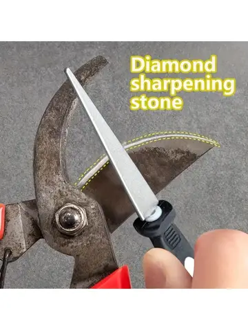 Aiguiseur de diamant, lime à double grain métallique, aiguiseur pour ciseaux et outils de jardinage