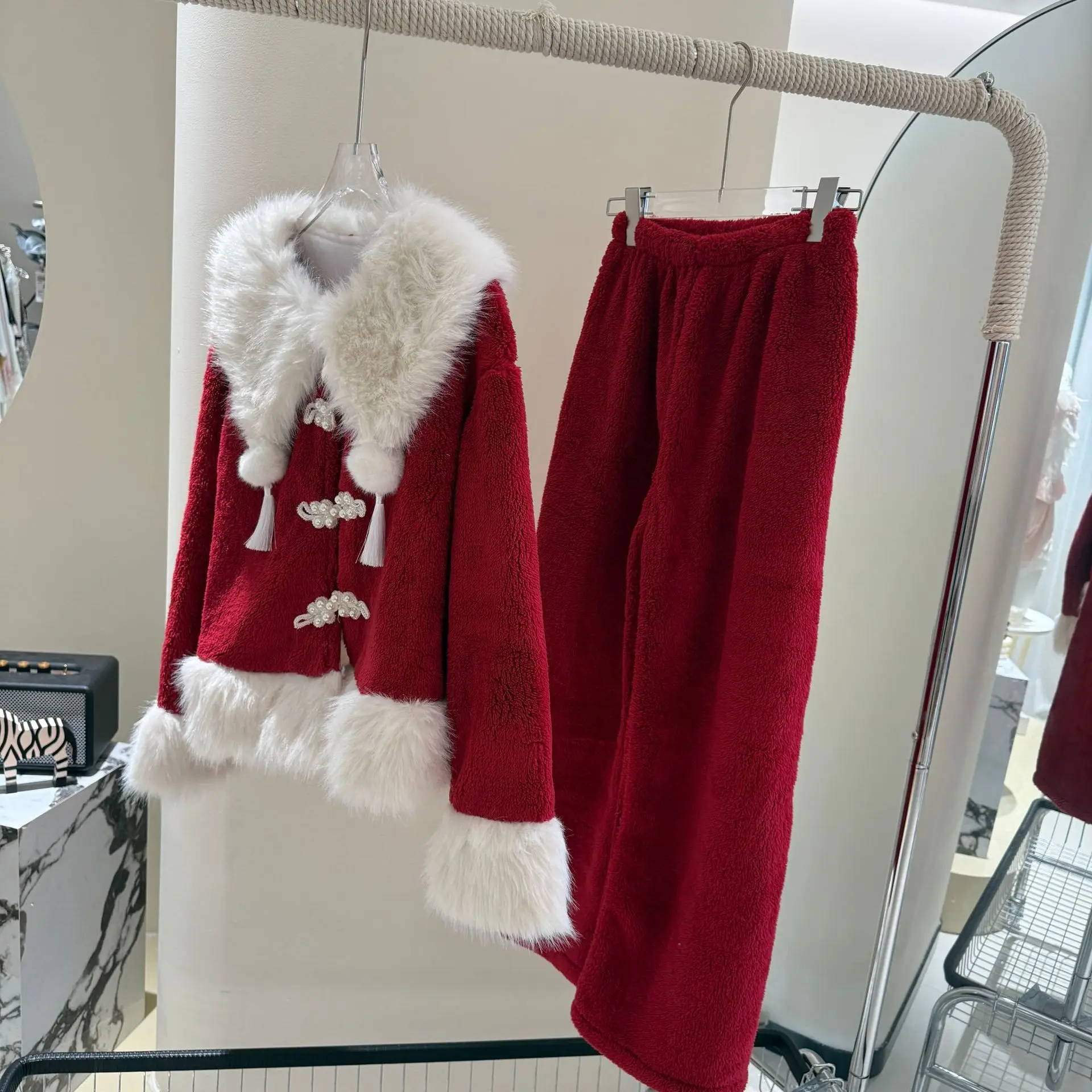 

Зимняя фланелевая одежда для сна, пижамный комплект, милая домашняя одежда, рубашка, брюки, пижамный костюм, утепленная теплая ночная рубашка, пижама из кораллового флиса