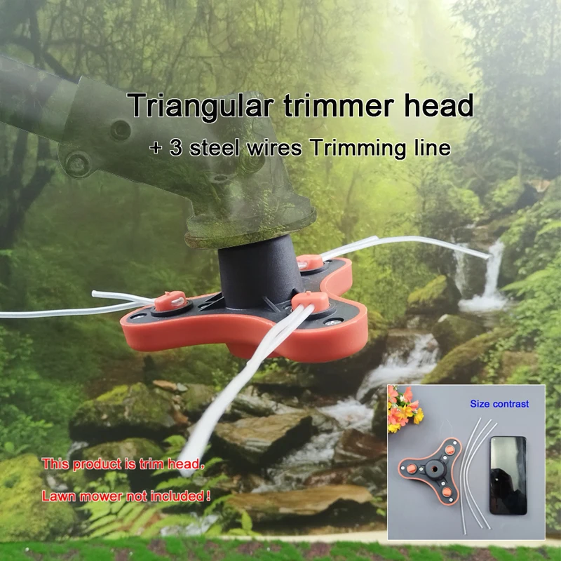 

1 шт. Трехпроводная триммерная головка с 3 стальными проволочными лесками, монтажное отверстие M10X1.25, простая установка, подходит для прополки сада, стрижки газонов, обрезки травы.