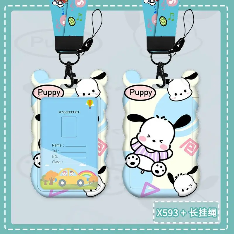 Cartoon Pochacco Hard Plastic Lanyard para crianças, Long Neck Lanyard, titular do cartão de identificação, cartão de ônibus, estudante, material ABS, venda quente