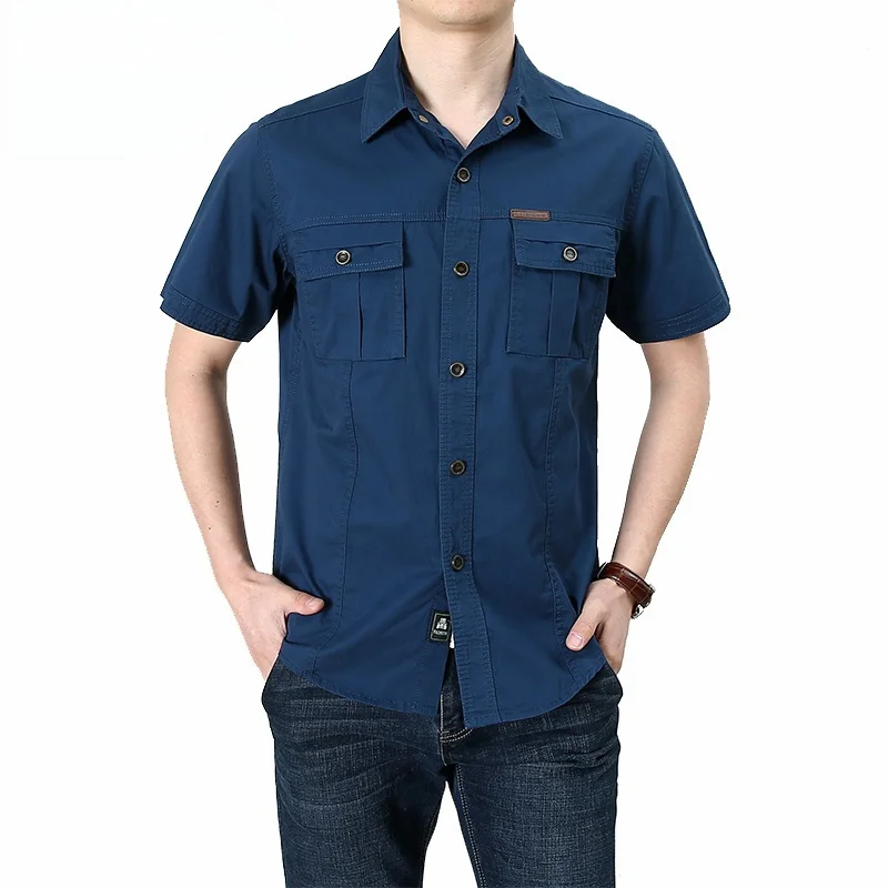 Camisa Social de gran tamaño para hombre, ropa informal de manga corta, blusa de algodón, novedad de verano, 2023