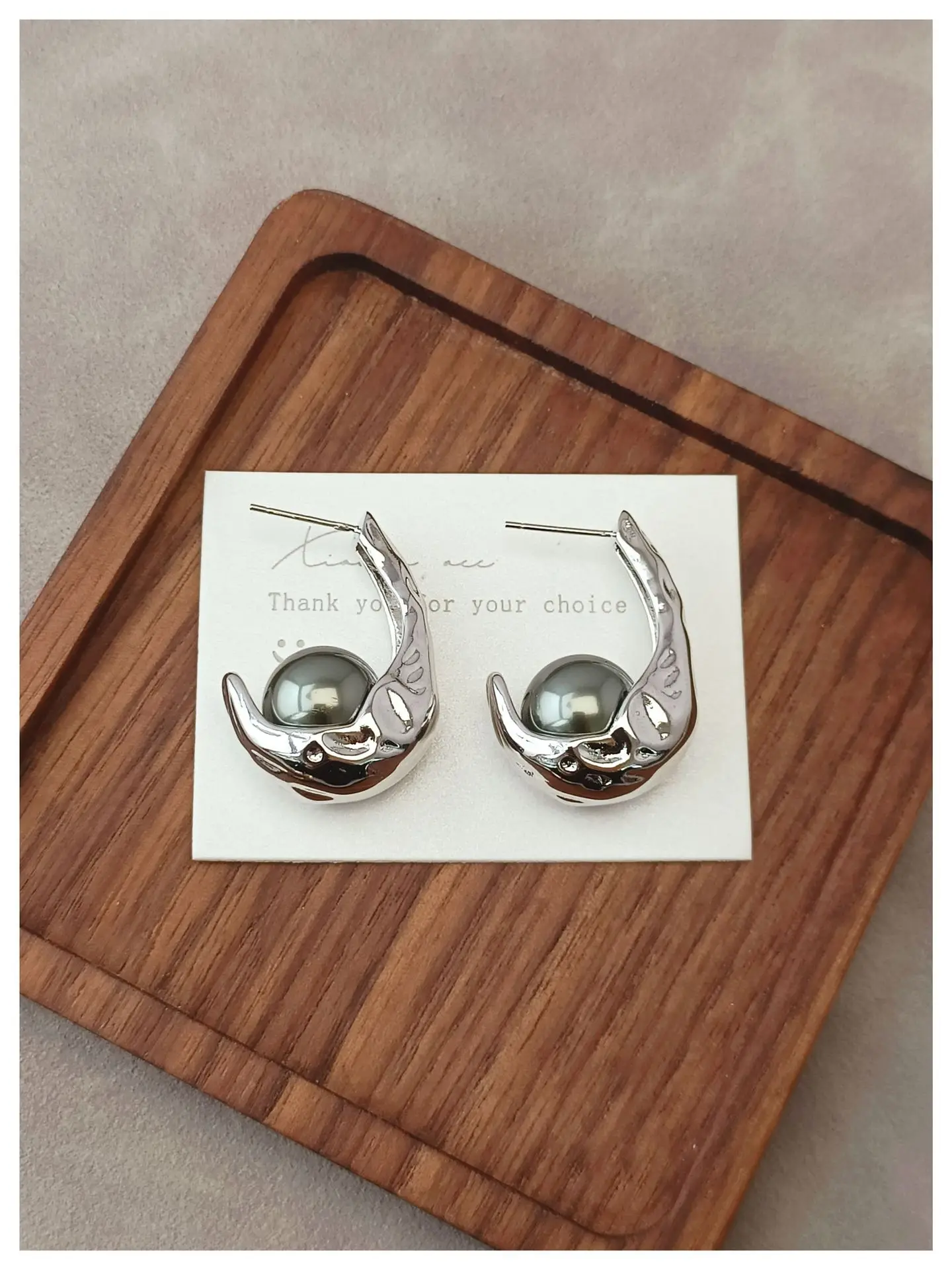 Brass With 18K Faux Pearl Moon Drop Earrings Women Jewelry Punk Party T Show Gown Runway Korean Japan INS