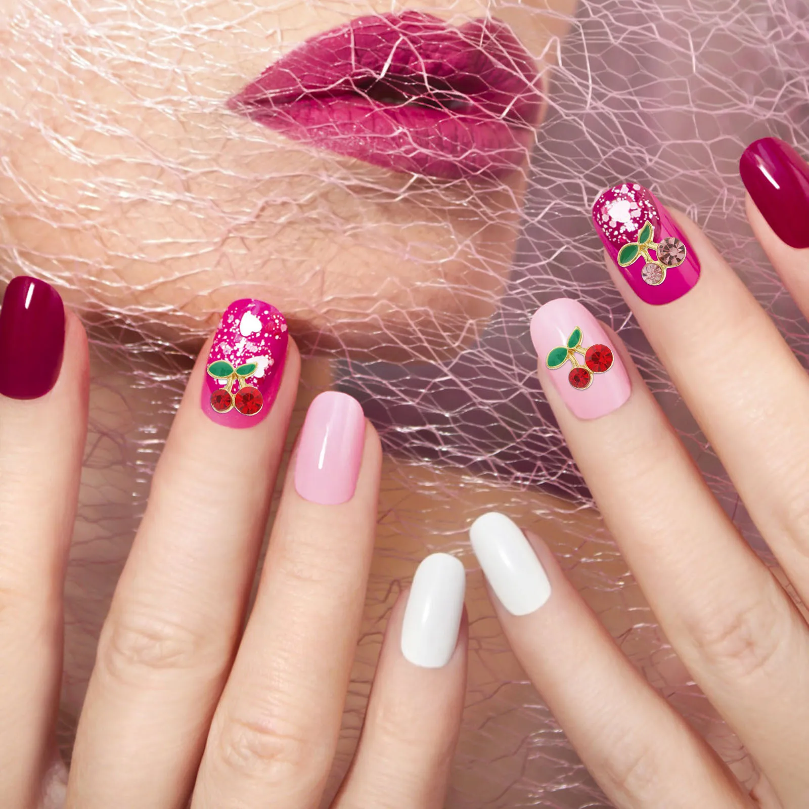 

36 pcs Cherry Nail Charms 3D Fruit Studs Nail Art Decor Alloy Jewelry For Women Cute Non-Fading Durable Christmas Wedding Party