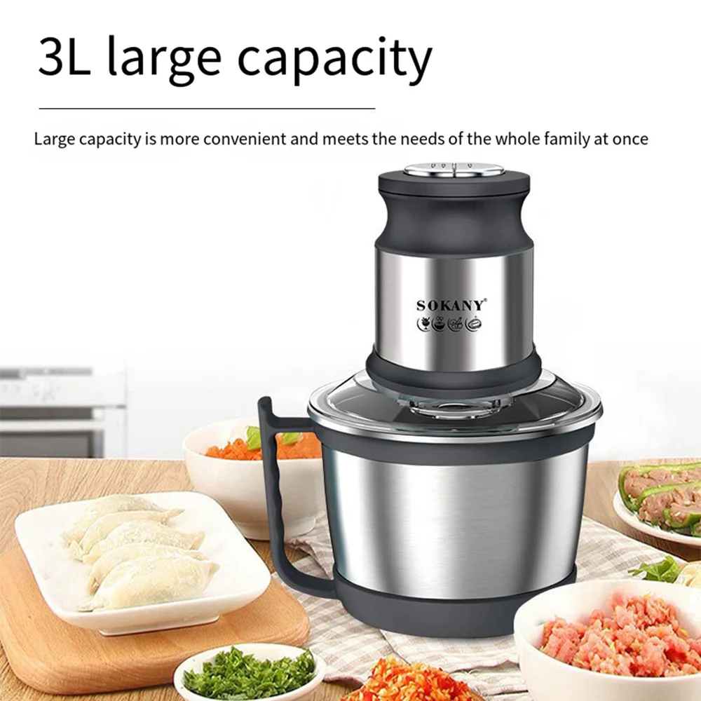 3L Electric Meat Grinder Stainless Steel Food Processors Chopper 800W Meat Mincer Mixer Blender Machine for Kitchen 220V 다지기 분쇄기