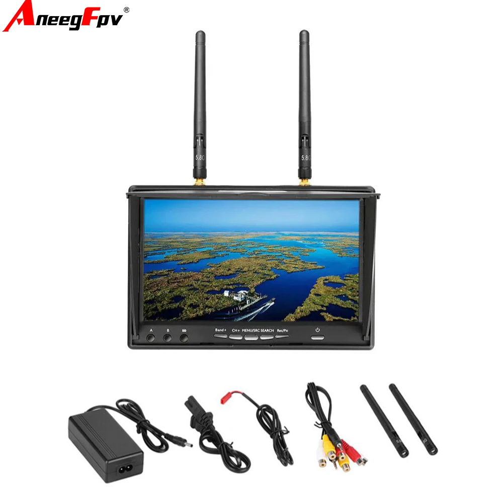 LCD5802D LCD5802S Schermo video in banda da corsa per monitor FPV da 7 pollici 5.8G 40CH con DVR e batteria integrata per FPV Multicopte