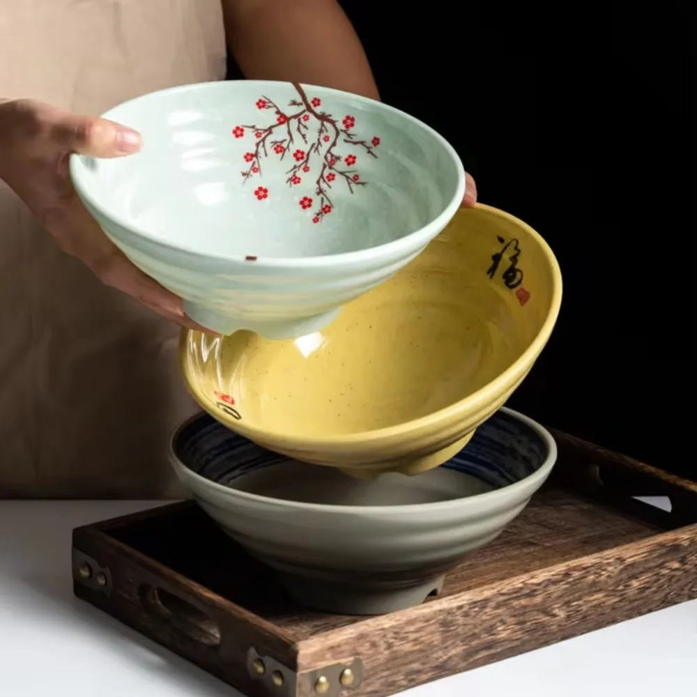 

Durable Imitation Ceramic Melamine Ramen Bowl Large Capacity Japanese-style Noodle Bowl Anti-fall Soup Bowl Restaurants