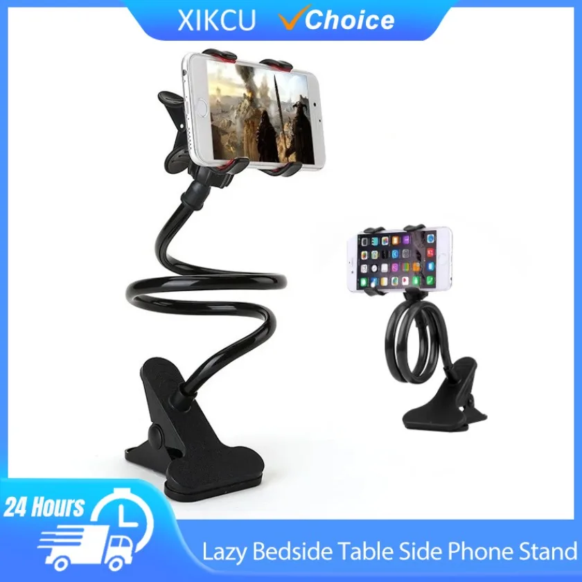 

360 ° Регулируемый вращающийся спиральный держатель для телефона с длинной ручкой, ленивая прикроватная тумбочка, боковая подставка для телефона, зажим для записи в реальном времени, кронштейн для мобильного телефона