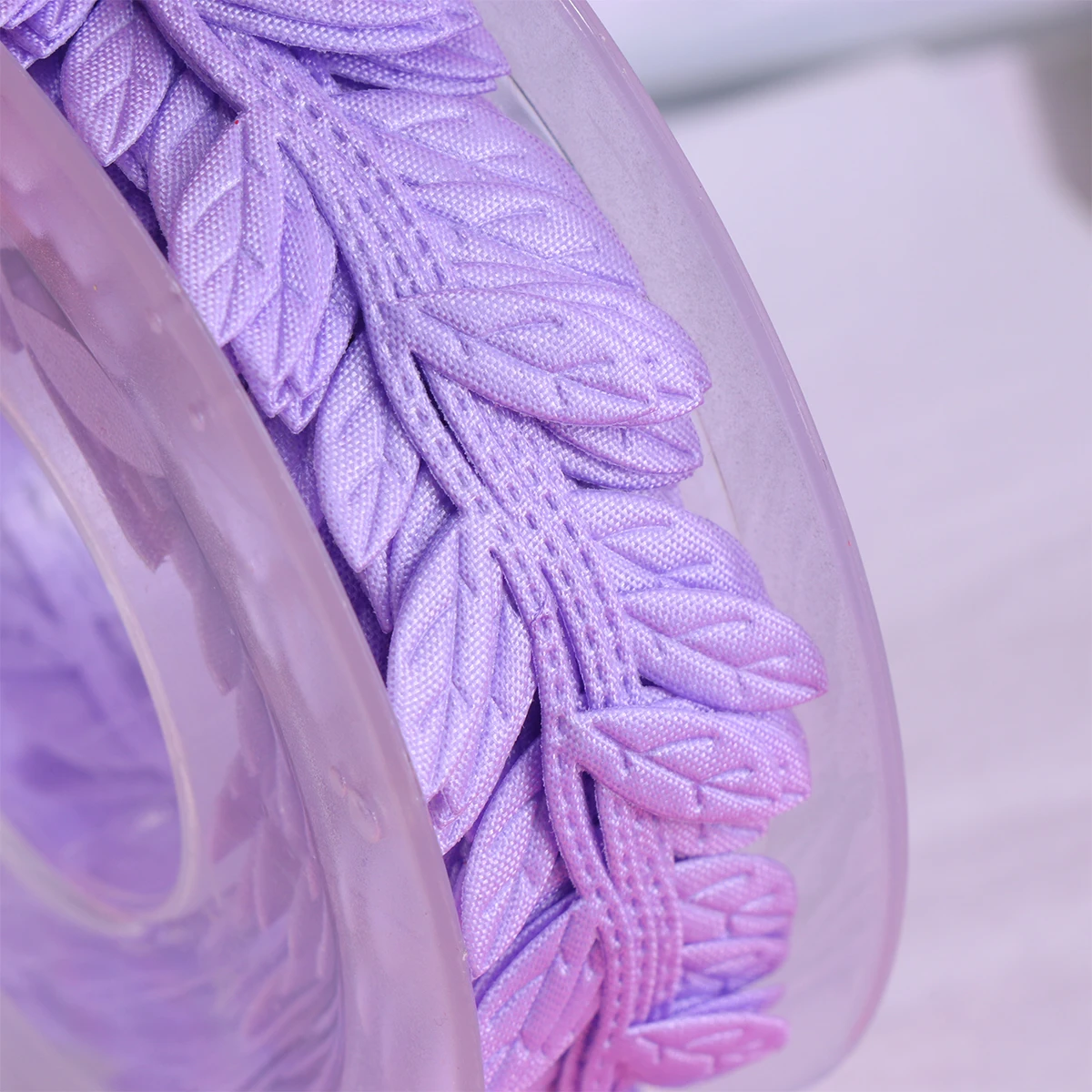 

Ultrasonic Embossed Ribbon for Gift Wrapping Christmas Decor Leaf Design DIY Packaging Holiday Presents Tree Garland Polyester