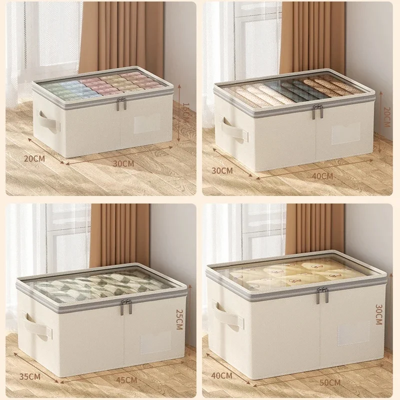 Foldable Clothes Storage Container with Lid, Large Capacity Quilt Down Jacket Storage Organizer for Bedroom Wardrobe
