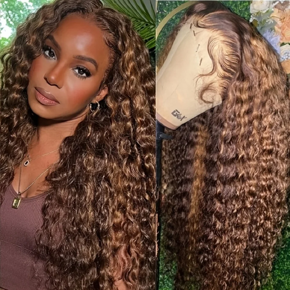 P427 Highlight Blonde Wig Human Hair Hd Lace Wig 13X6 Human Hair Deep Wave Frontal Wig Curly P1B30 Lace Front Wig Brazilian Virgin Long Wig For Women