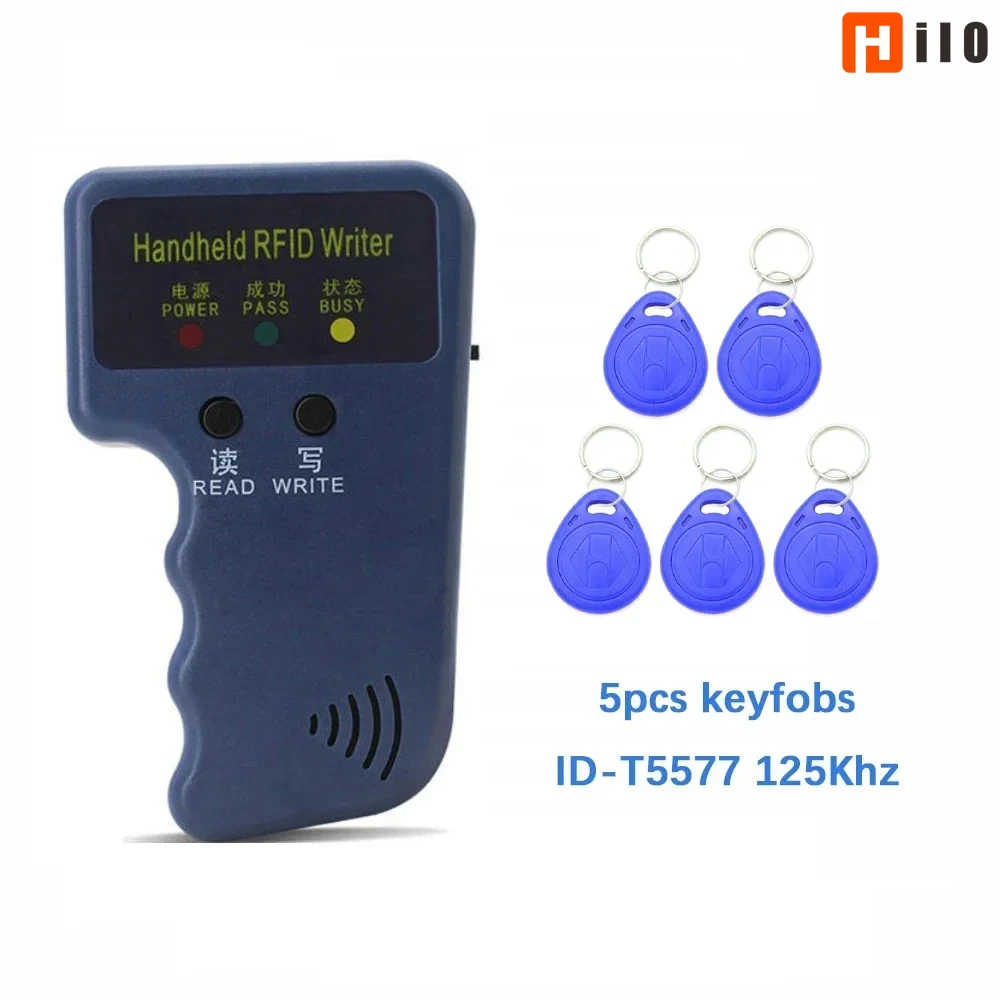 

Hilo Handheld 125KHz RFID Duplicator H-id Copier Writer Reader EM4100 RFID Copier Rewritable ID T5577 Keyfobs Tags Card Reader