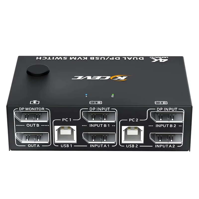 Ingenious-KCEVE 8K Dual Monitor KVM Switch,Displayport 1.4 KVM Switch 2 Monitors 2 Computers 8K 30Hz 4K 144Hz With 4 USB Ports
