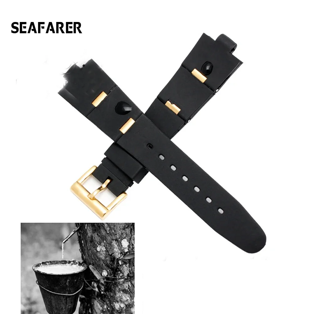 Watchband Man Black Rubber Replacement Watch Band Strap For BVLGARI  Bvlg Diagono 24mm *8mm  22mm*8mm