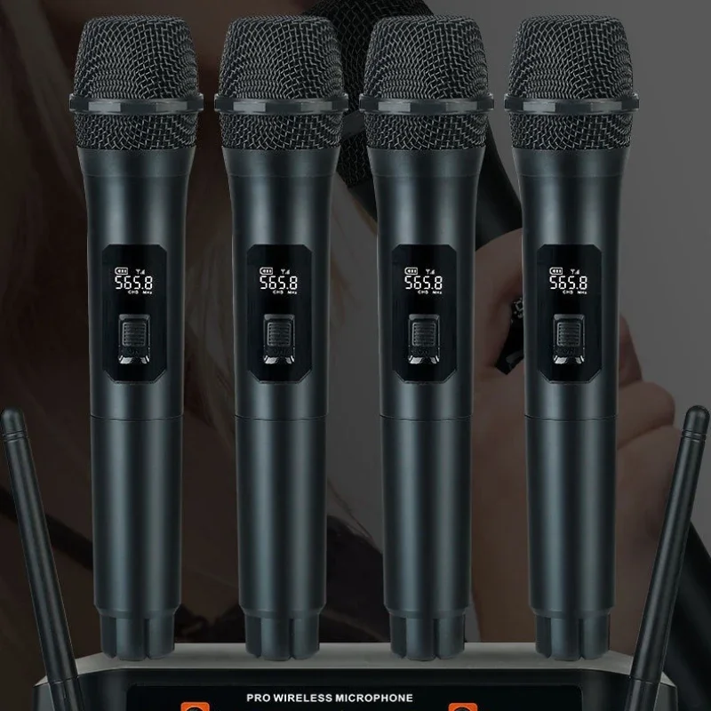 Microphone One Tow Four Home Karaoke Stage Professional Singing Ktv Karaoke Meeting Performance Microphone Wireless