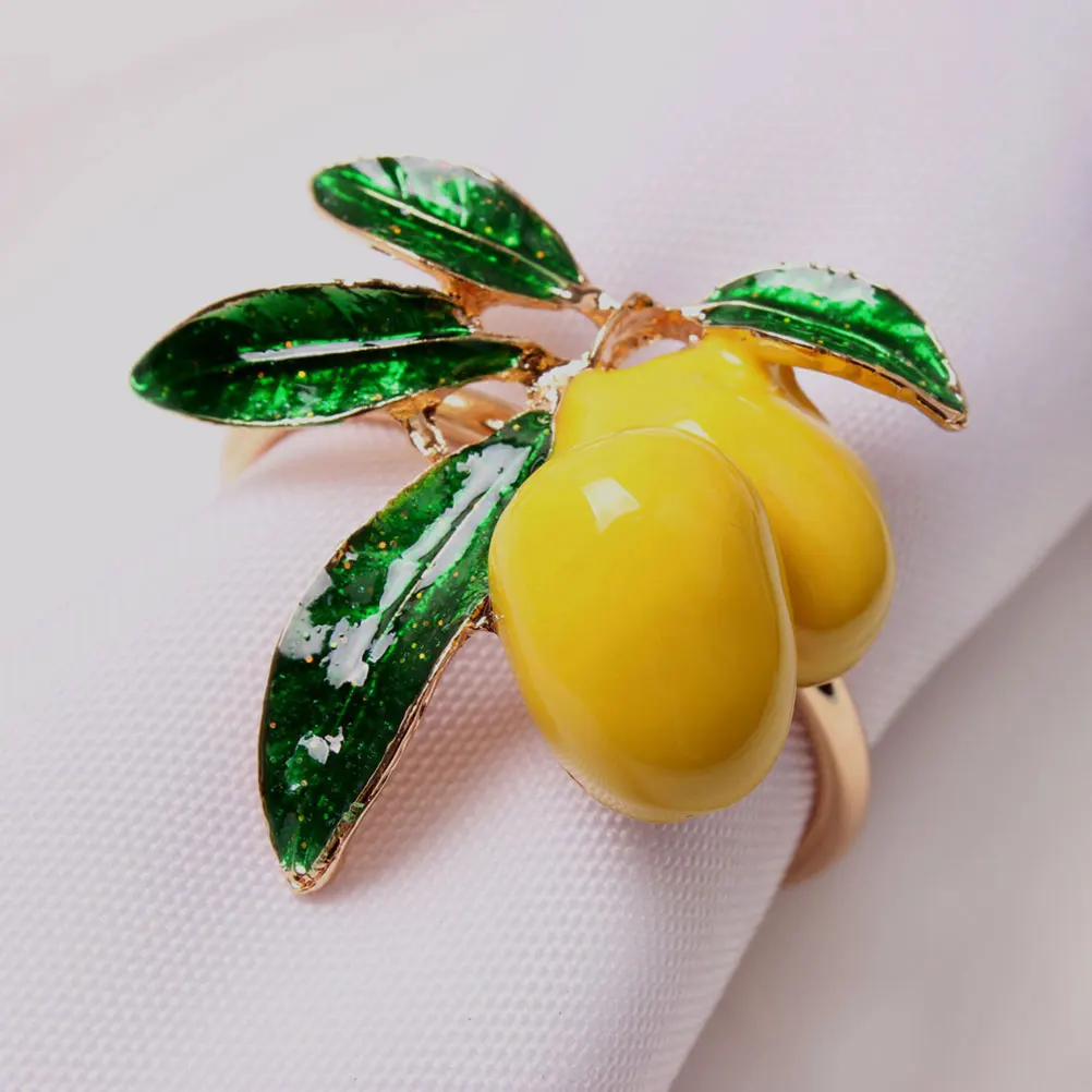 

4pcs Napkin Rings Lemon Shaped Premium Alloy Table Decor For Party Festival Decoration Buckle Home Dining Decoration
