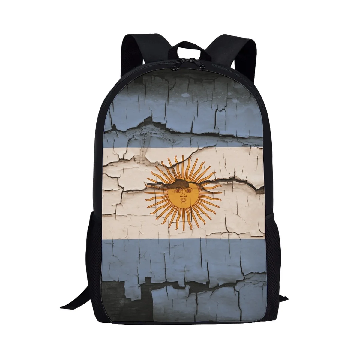 Bolsa escolar infantil de grande capacidade, mochila casual de academia para meninas e meninos, bolsa estilo simples, bandeira da Argentina, mulheres e homens