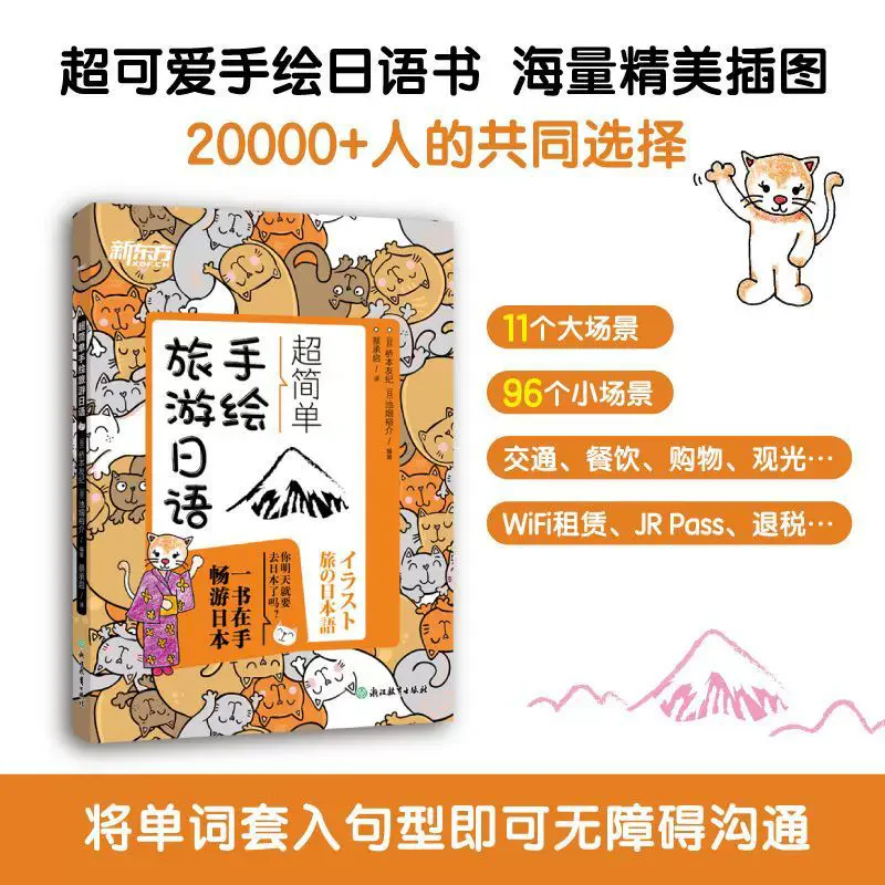 Super Easy Hand-Drawn Travel Japanese Book Basic Japanese Phrases for Japan Trip Pocket Size Language Guide for Beginners
