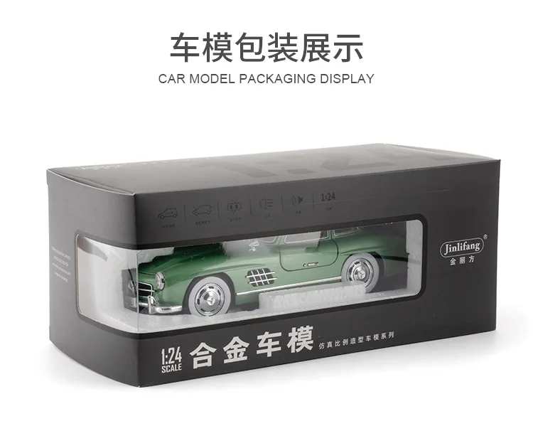 New 1:24 Mercedes-Benz 300SL 1936 Classic Car Alloy Diecast Car Model Sound Light Toy Collectibles Hobbies Birthday Gifts