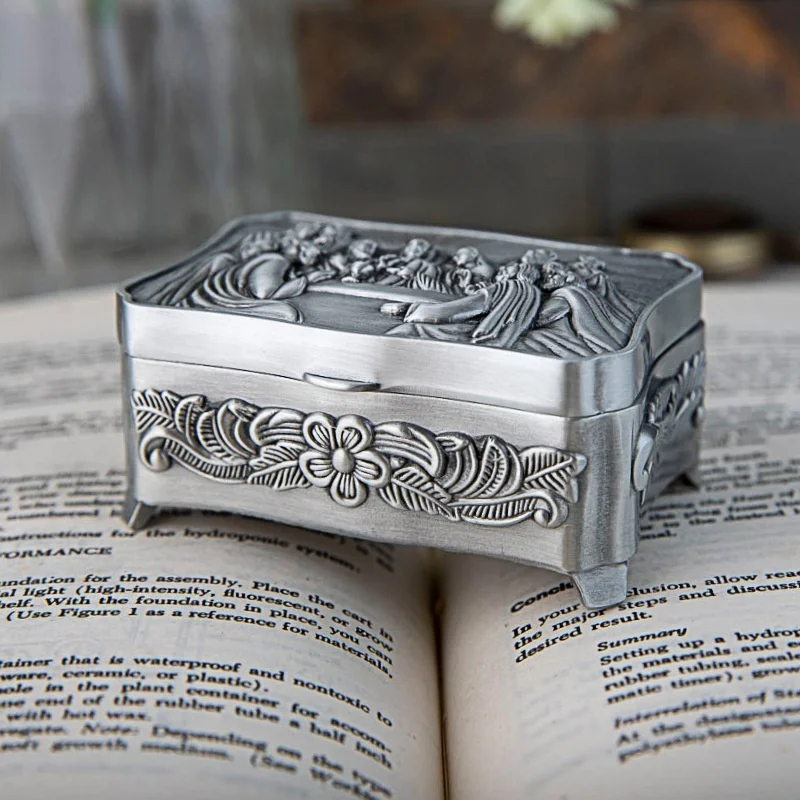 Rosary Necklace Jewelry Storage Box Catholic Christian Rosary Tiny Trinket Case for Earrings Necklace Treasure Organizer