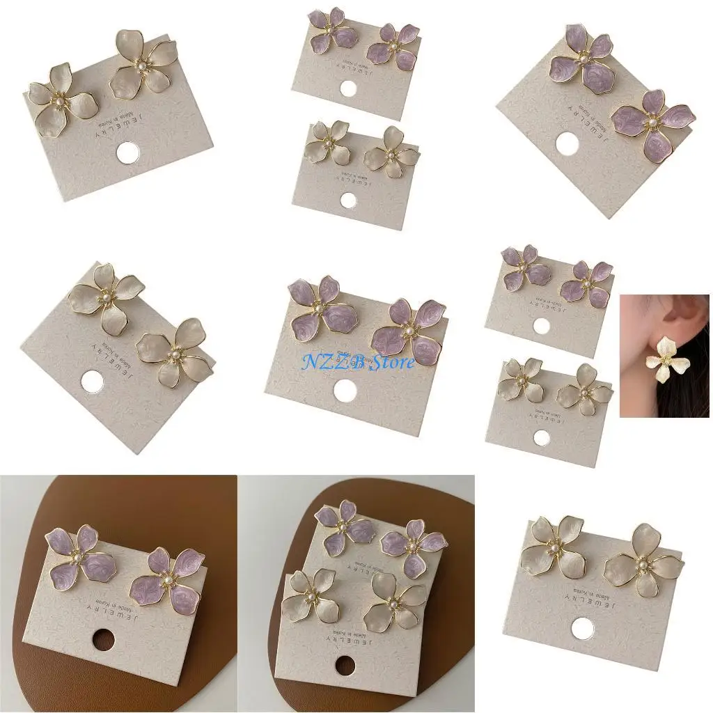 T21F Ears irregulares PIN CUARDOS EARROS FLORES Ears creativos Joyas para mujer