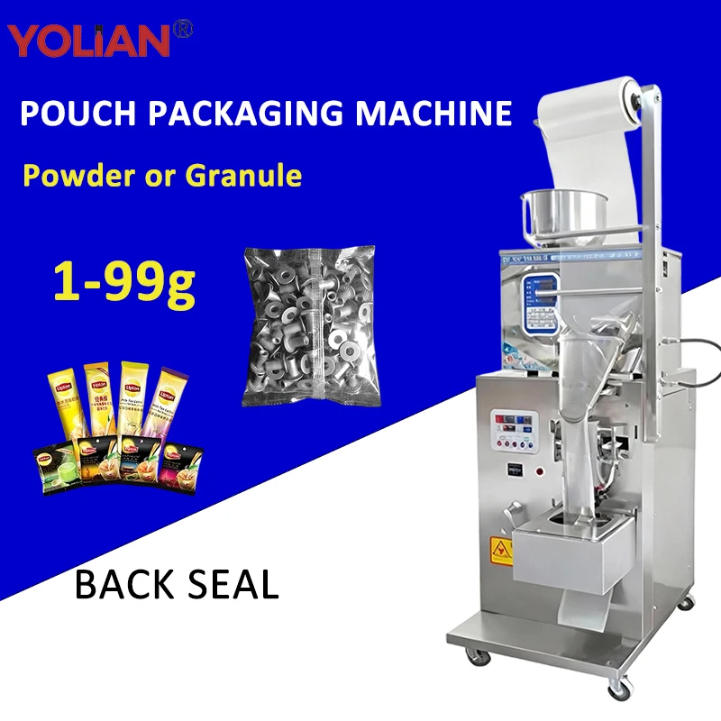 FZB-100 Automatic Vertical Pouch Packing Machine Back Seal 100g Multifunction for Coffee Tea Powder Granule in Plastic Bags