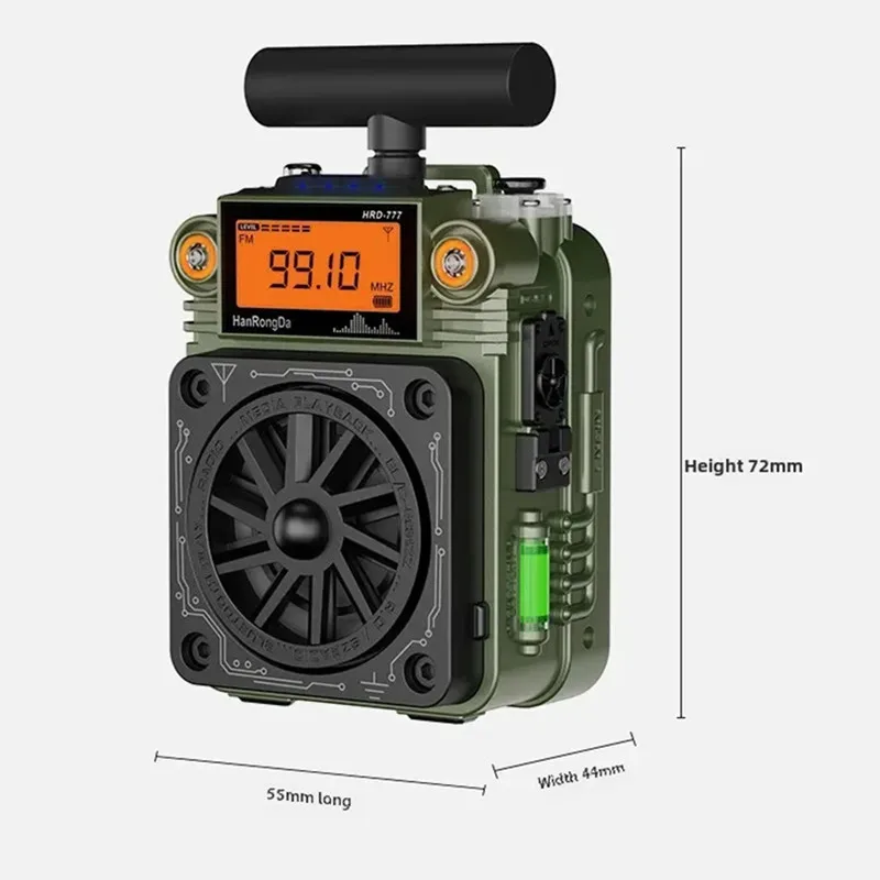 Hanrongda HRD-777 FM MW SW VHF WB Récepteur Radio Bluetooth Book ine Bande pouvez-vous roscope Du Bout Des Doigts Mini Radio Multifonction Mini Haut-Parleur