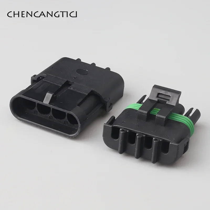 1 Set 4 Pin Car Electrical Cable Connector Waterproof Weather Pack Square Wire Male Female Plug Socket 12015797 12010974