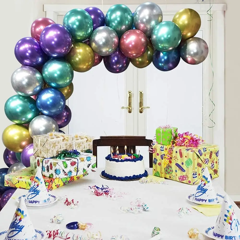 12 Zoll metallische Geburtstags ballons 10//50pc Chrom Metall Latex Luftballons für Geburtstag Hochzeit Baby party Dekor Helium Globos – Detail 2