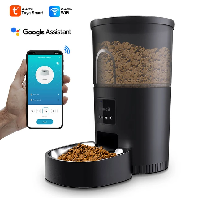 Tuya Wifi Automatic Cat Feeders With App smart Pet Feeder For Dogs 3l Steel Timed Food Dispenser With Smart Life Support Google Dog Feeders AliExpress