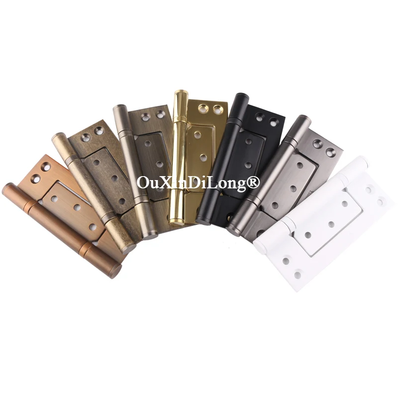 

Brand New 2PCS 5inches Stainless Steel Heavy Duty Flush Hinges Free Slot Bearing Silent Door Hinges Thickened Wooden Door Hinges