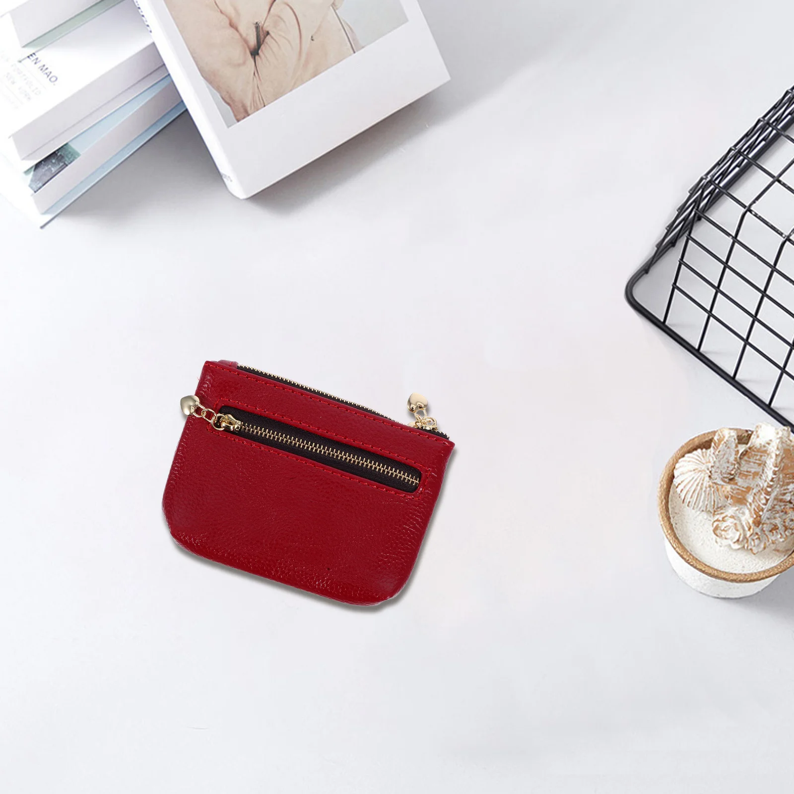 محفظة قصيرة أنيقة للنساء، محفظة تغيير ناعمة من البولي يوريثان مع سحاب، منظم حقيبة نقود متعددة الوظائف، محفظة نسائية مدمجة #6