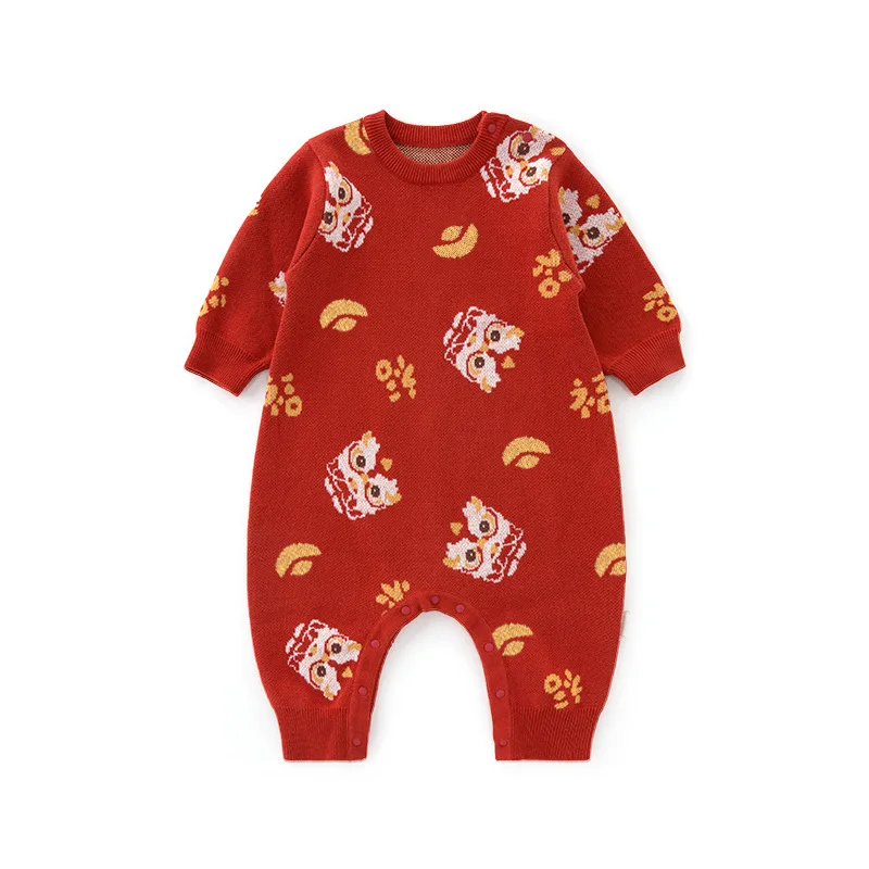 0-1Y الوليد الفتيات حللا النمط الصيني الكرتون الجاكار الأحمر متماسكة طفل الفتيان السروال القصير جديد الشتاء الاطفال الصبي داخلية وزرة #5