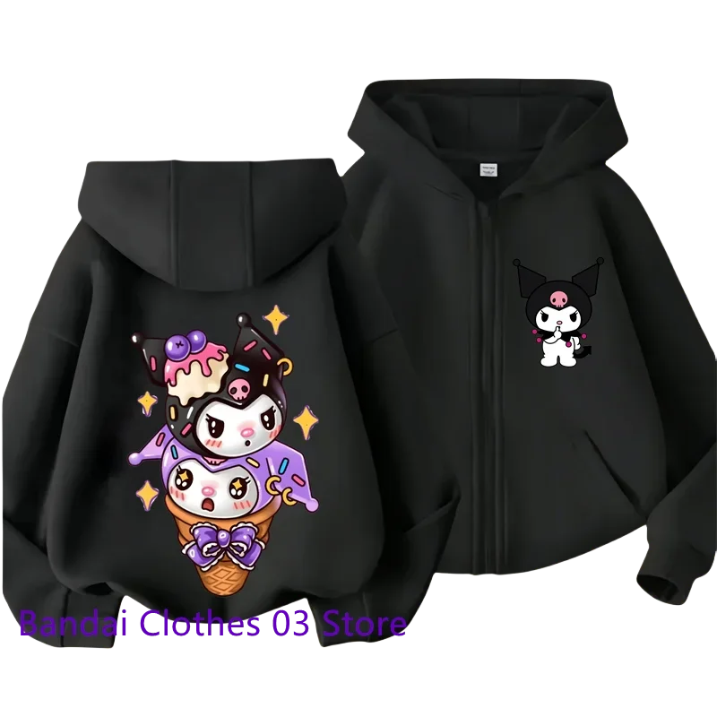 

Cute Kulomi Zipper Hoodie 2 to 12Y Girl Sweatshirt Autumn and Winter Long Sleeve Harajuku Jumper Series Sewing Casual Hoodie