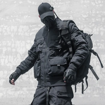 Darktide Techwear 남성용 멀티 포켓 오버올 전술 재킷, 패딩 재킷, 파일럿 재킷, 야구 재킷