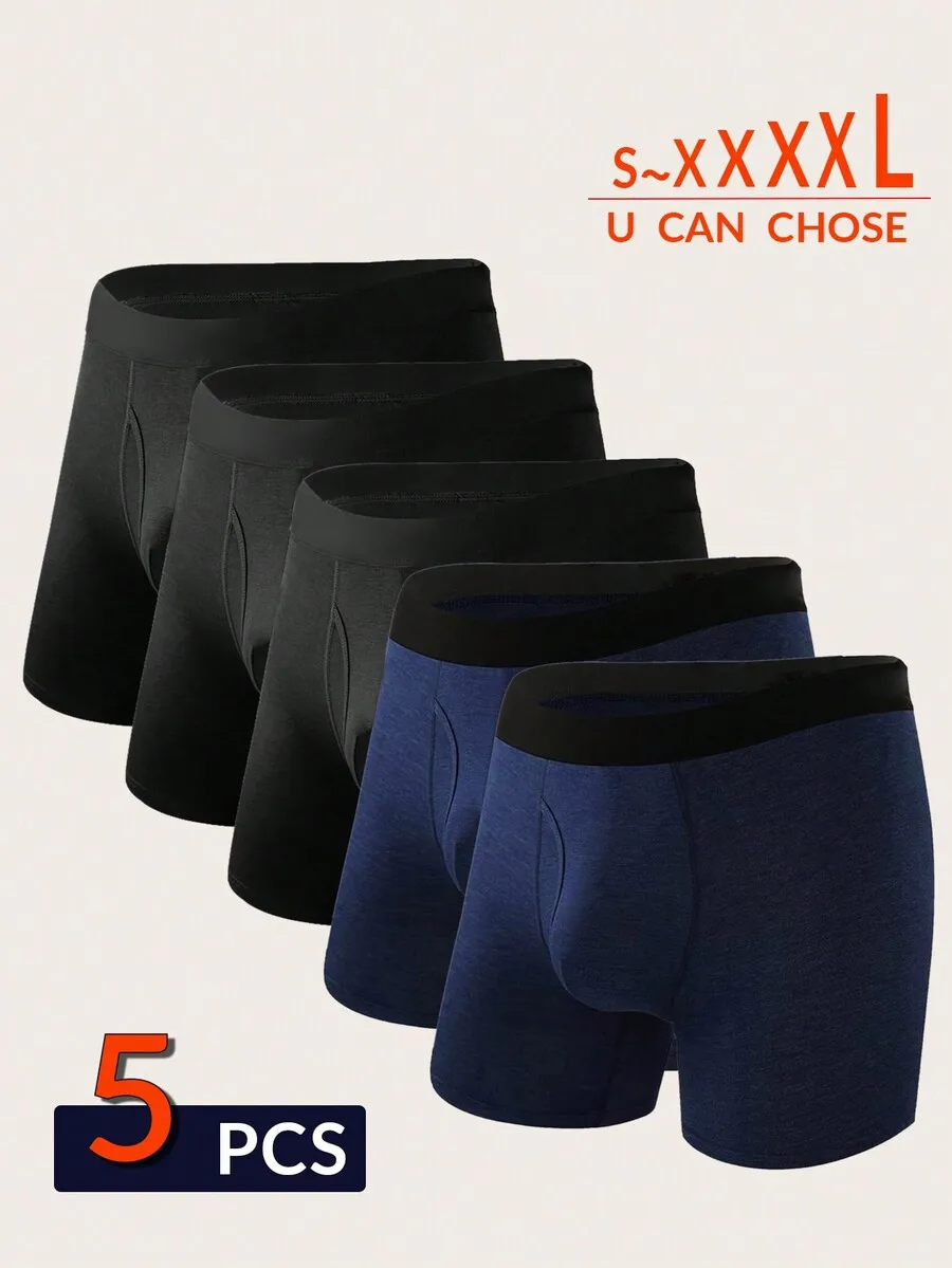 

Men Boxer Shorts Comfortable Sporty Briefs With Side Gusset 5 Pieces S To XXXXL