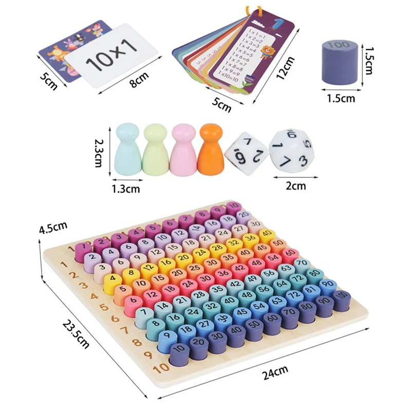 Imagem -06 - Montessori Brinquedos Matemáticos de Madeira para Crianças 99 Tabela de Multiplicação Matemática Aritmética Teaching Aids Presentes Educativos