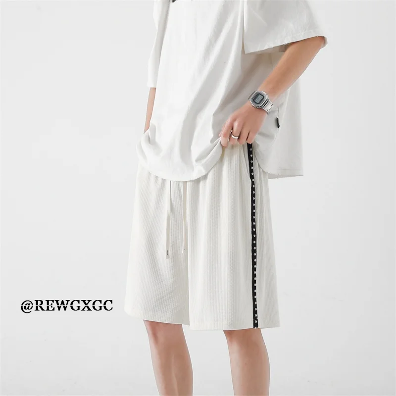 

Ice Silk Men's Casual orts American High Street Baskeall Pants Straight Leg Summer Thin Five-Point Loose Comfortable Mid-...