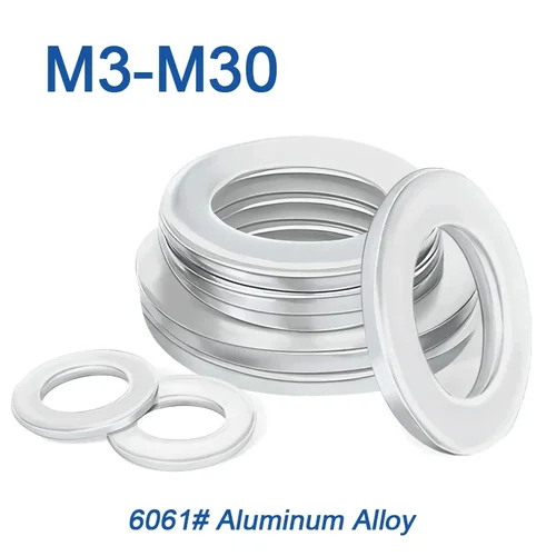6061 # Junta de aleación de aluminio M3 M5 M6 M8 M10 ~ M30, arandela plana de tornillo de Metal ultrafina, arandela Meson que aumenta el espesor estándar
