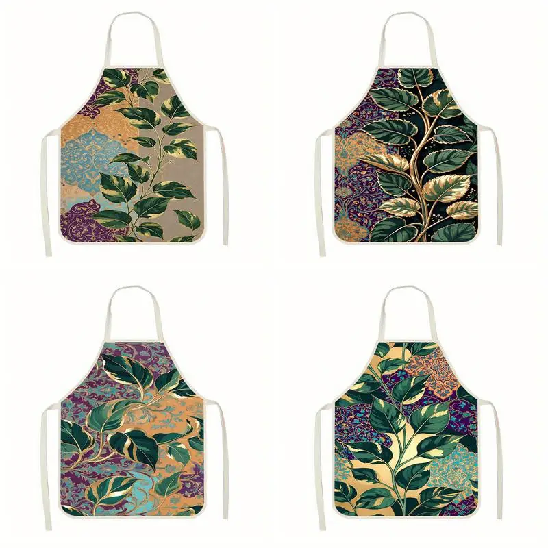 

Vintage Leaf Pattern Apron Linen apron, suitable for kitchen cooking, parent-child interaction, painting and other scenarios