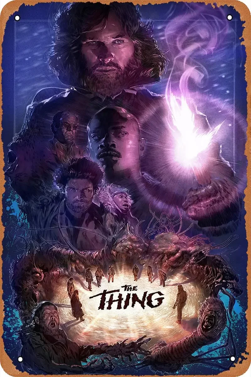 

Horror Movie The Thing Poster Vintage Tin Sign Retro Metal Sign for Bar Pub Garage Man Cave Home Wall Decor Gift 12 X 8 inch