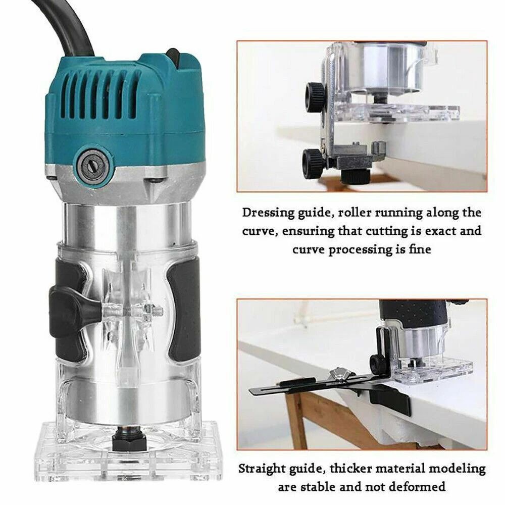 800W 30000RPM Wood Router Machine Woodworking Electric Trimmer 1/4 Inch Wood Carving Milling Cutting Tools Carpenter Power Tools