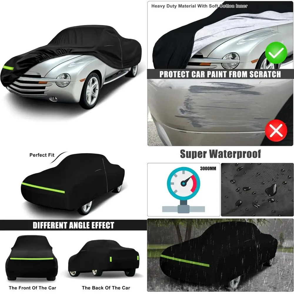 

Waterproof All-Weather Car Cover for 2003-2006 Chevy SSR, Polyester with Cotton Liner, 210T Fabric Protection